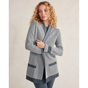 Haven Well Within Recycled Cashmere Shaker Stitch Cardigan Blue Womens Large